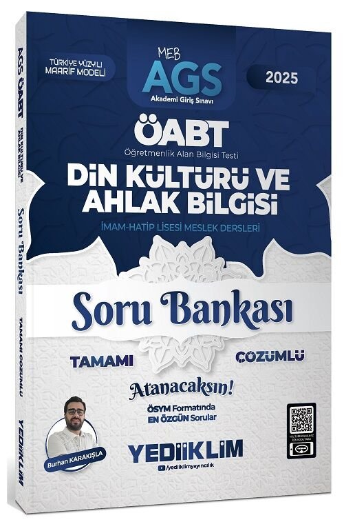 Yediiklim 2025 ÖABT MEB-AGS Din Kültürü ve Ahlak Bilgisi Öğretmenliği Soru Bankası Çözümlü - Burhan Karakışla Yediiklim Yayınları