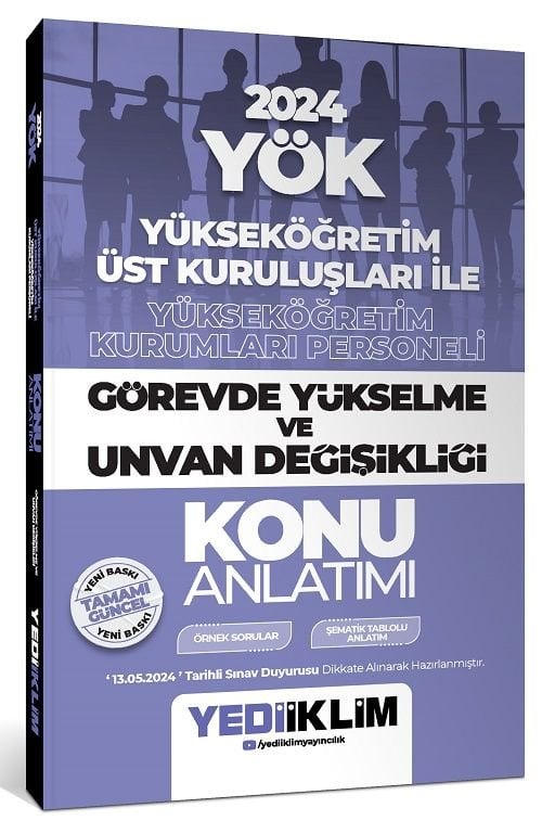 Yediiklim 2024 GYS YÖK Yükseköğretim Kurumları Personeli Konu Anlatımı Görevde Yükselme Yediiklim Yayınları