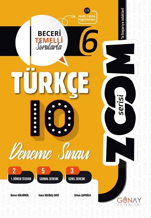 Günay 6. Sınıf Türkçe Zoom 10 Deneme Günay Yayınları